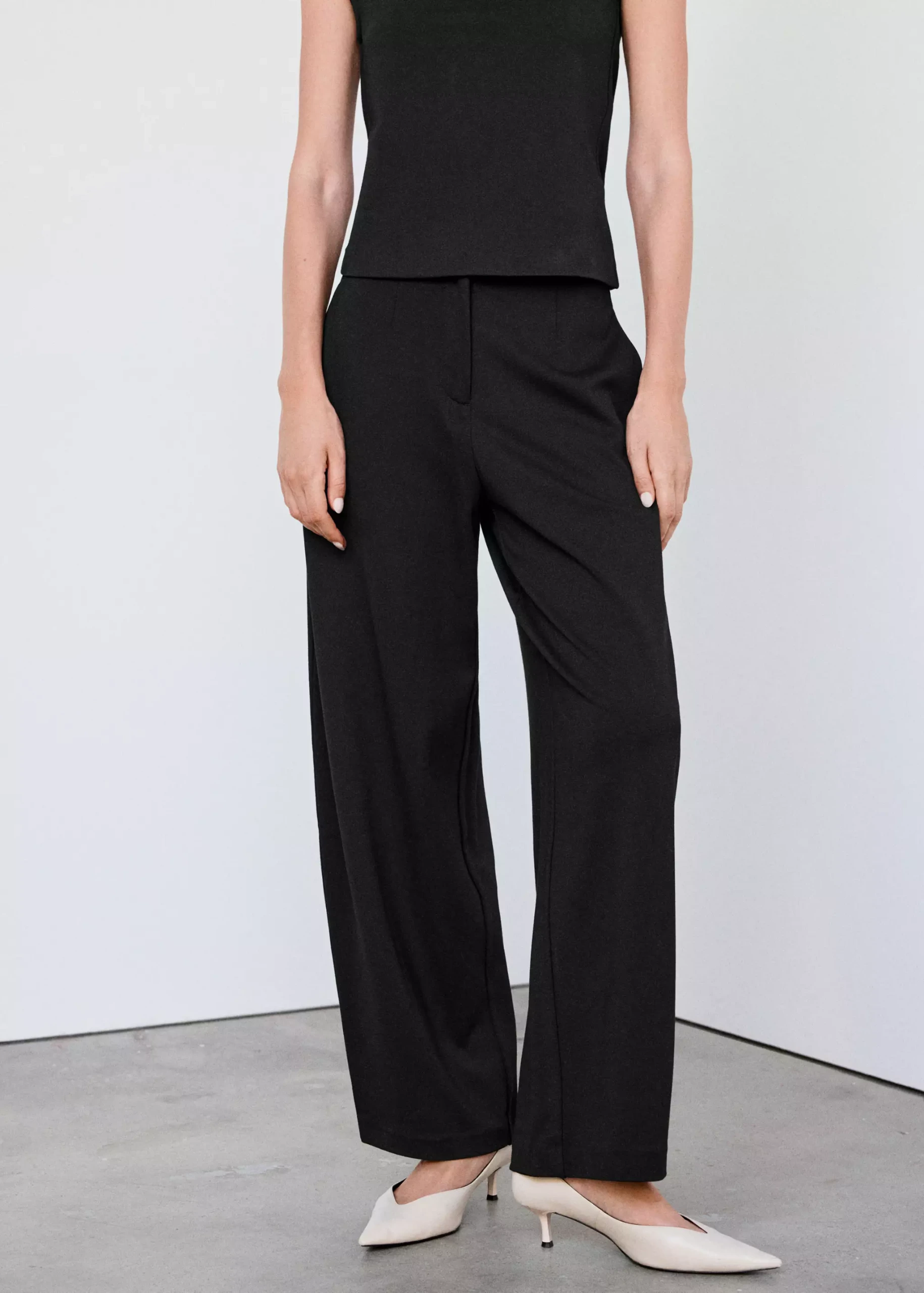 Straight Mid-Rise Trousers - Women | Mango Usa