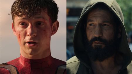 Tom Holland as Spider-Man and Jon Bernthal as The Punisher side by side. 