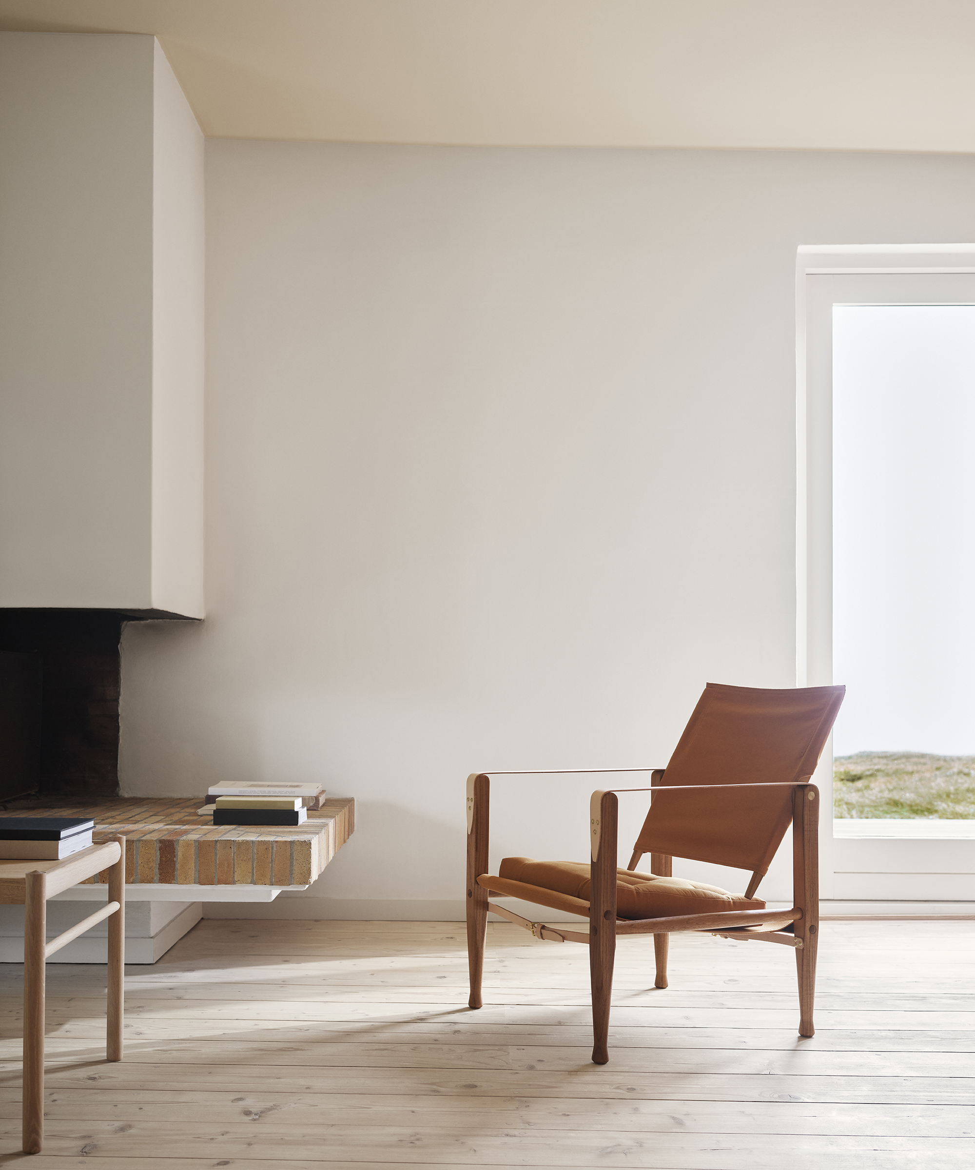 leather chair in a white room
