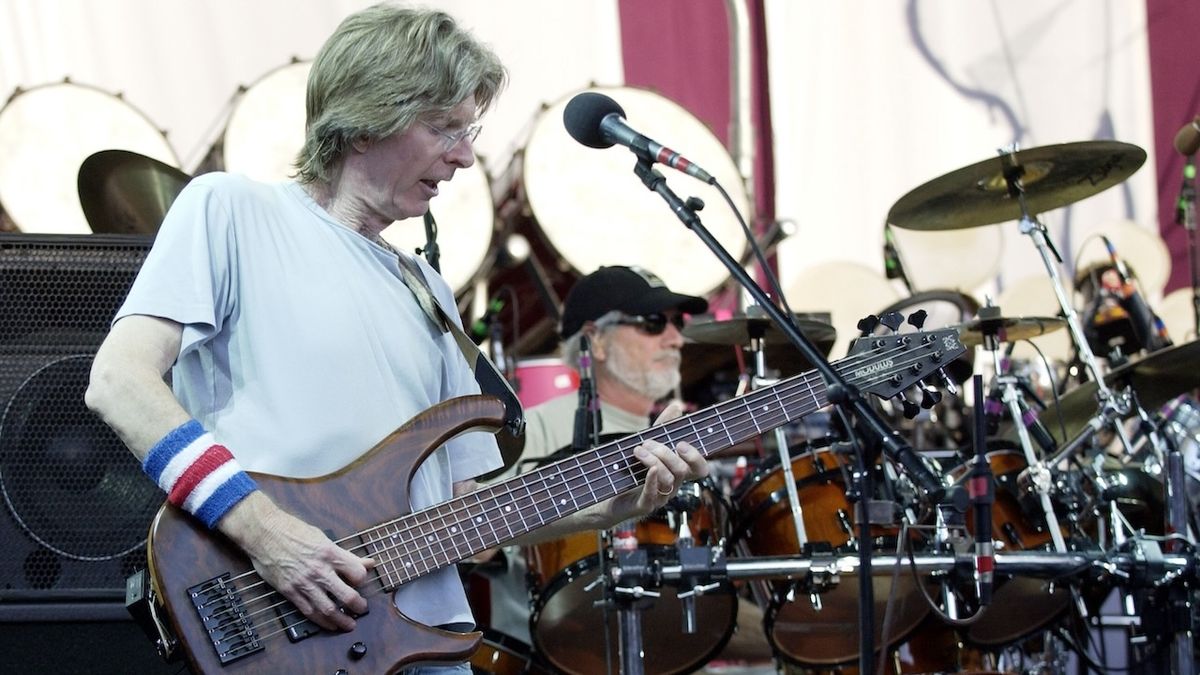 Phil Lesh of The Dead performs part of the bands &quot;Wave that Flag Summer Tour 2004&quot; on June 26, 2004 at Shoreline Amphitheater in Mountain View, California.