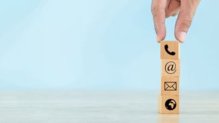 blocks of wood showing contact icons