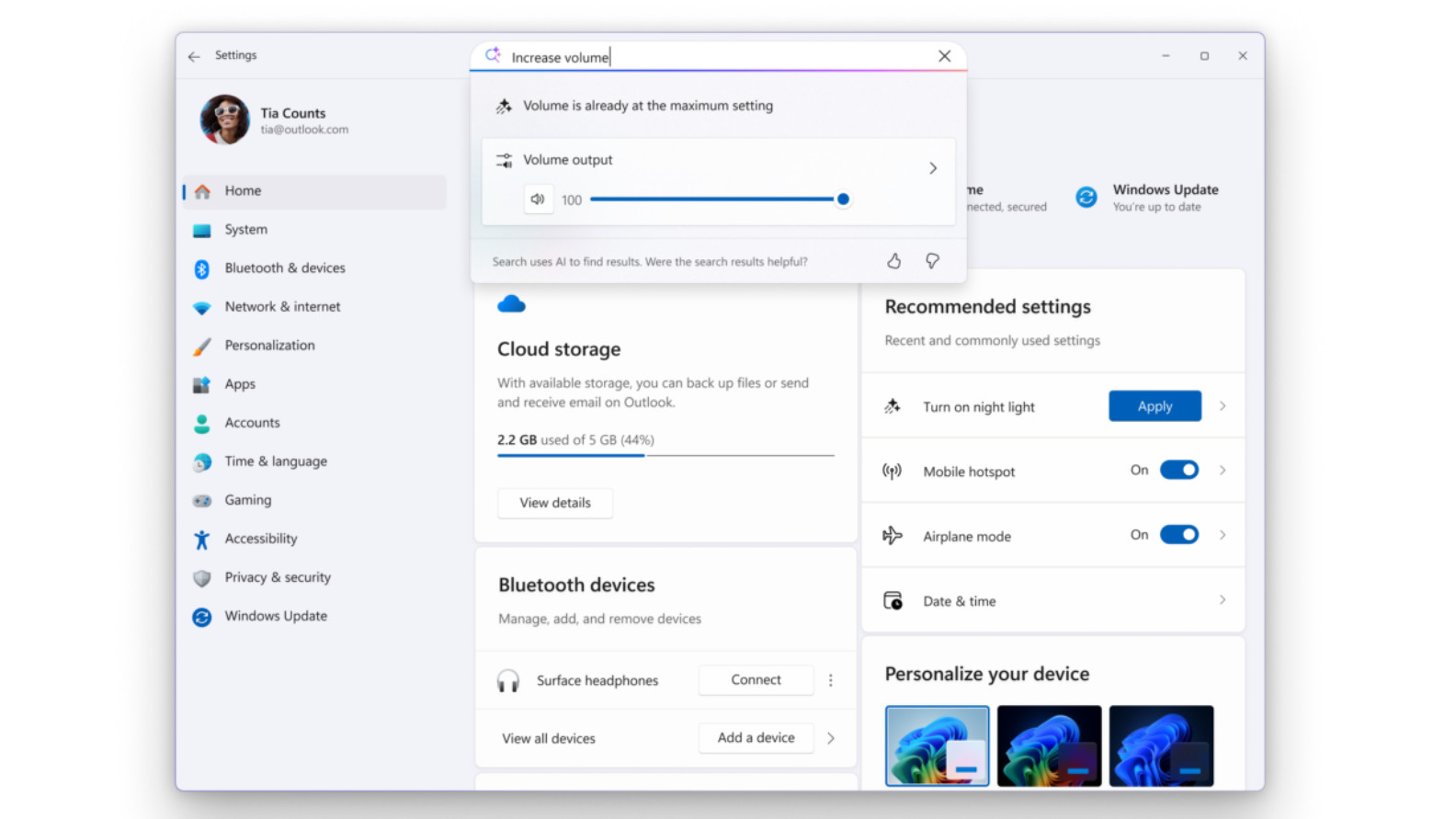 Windows 11 AI Settings Agent gets better in preview build shows volume option