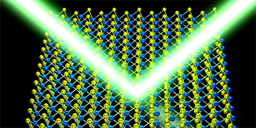 An illustration provided by Physical Review Letters shows a beam of light reflecting off of the quantum mirror.