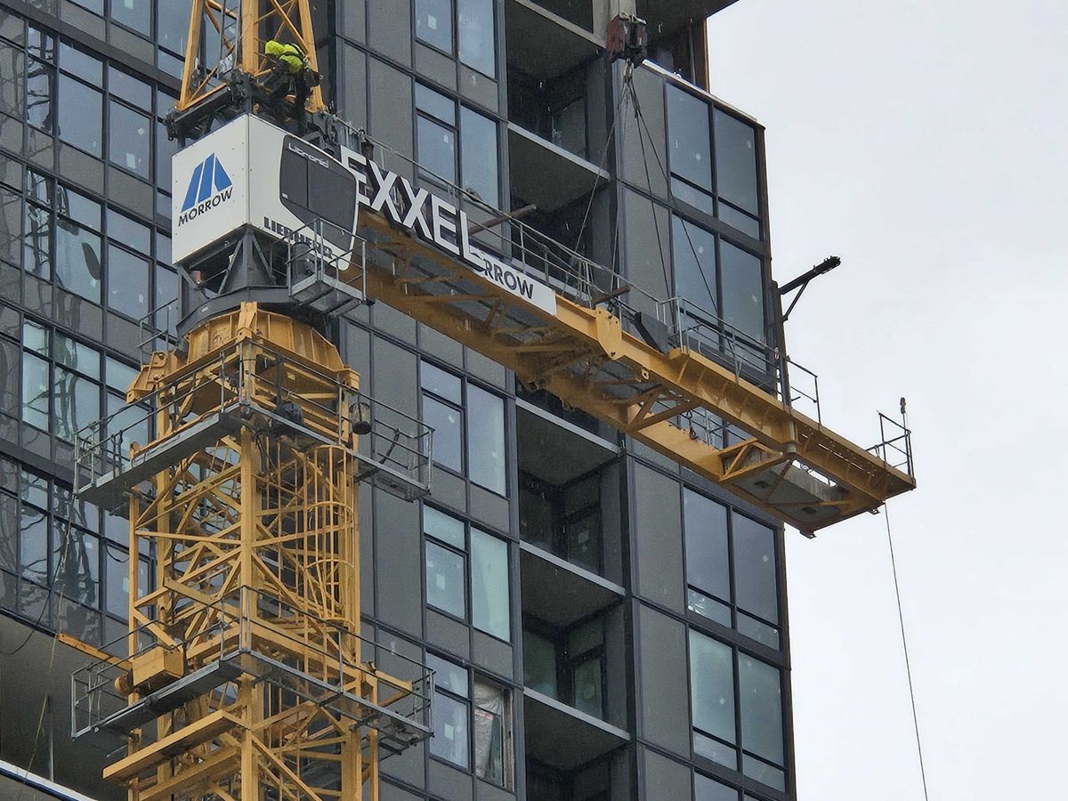 Close up (10x) of a building under construction