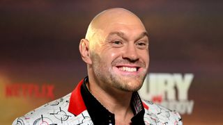 Tyson Fury is interviewed during the Grand Arrivals event ahead of this weekend's Tyson Fury vs. Arslanbek Makhmudov bout, on April 08, 2026 in London, England. 
