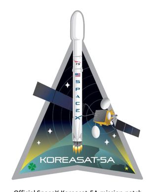 The mission emblem for SpaceX's successful Koreasat-5A communications satellite launch for customer KT Sat of South Korea.