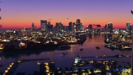 A wide shot of Vice City in GTA 6