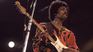 Jimi Hendrix performs at the 1970 Isle of Wight Festival 