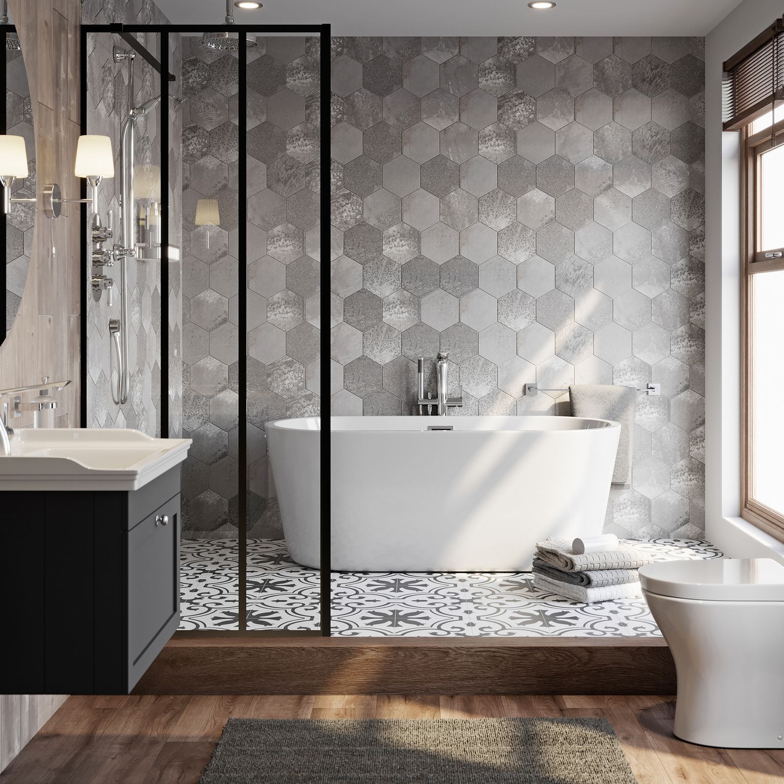 5 bathroom colours to go with grey tiles - according to experts | Ideal ...
