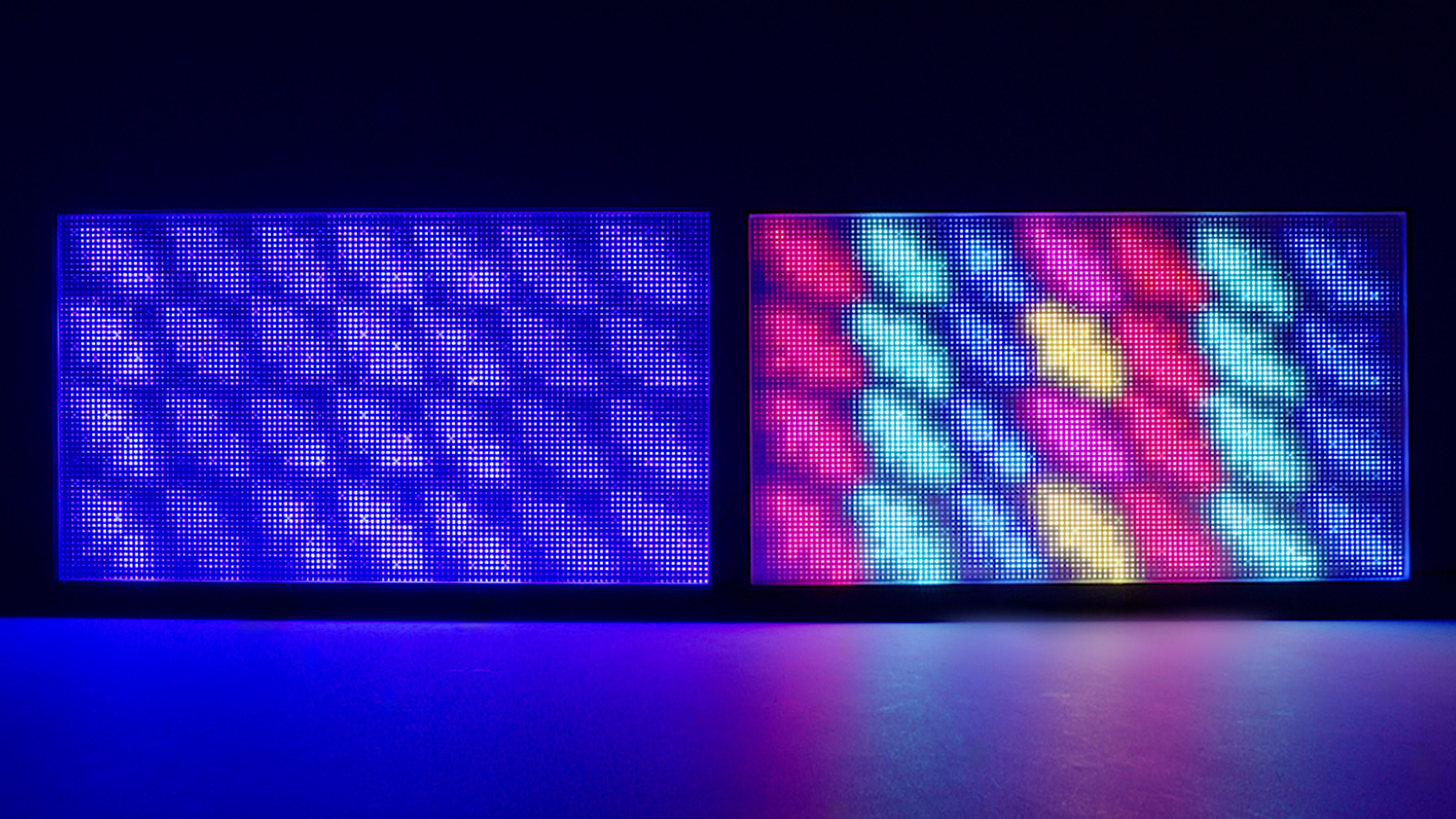 Comparing Mini-LED backlight (left) to Sony's True RGB system (right)