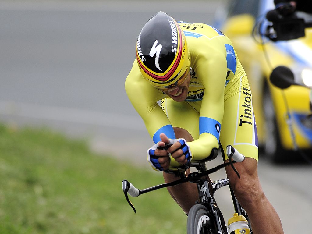 Contador during a time trial at Tour of the Basque Country, 2014