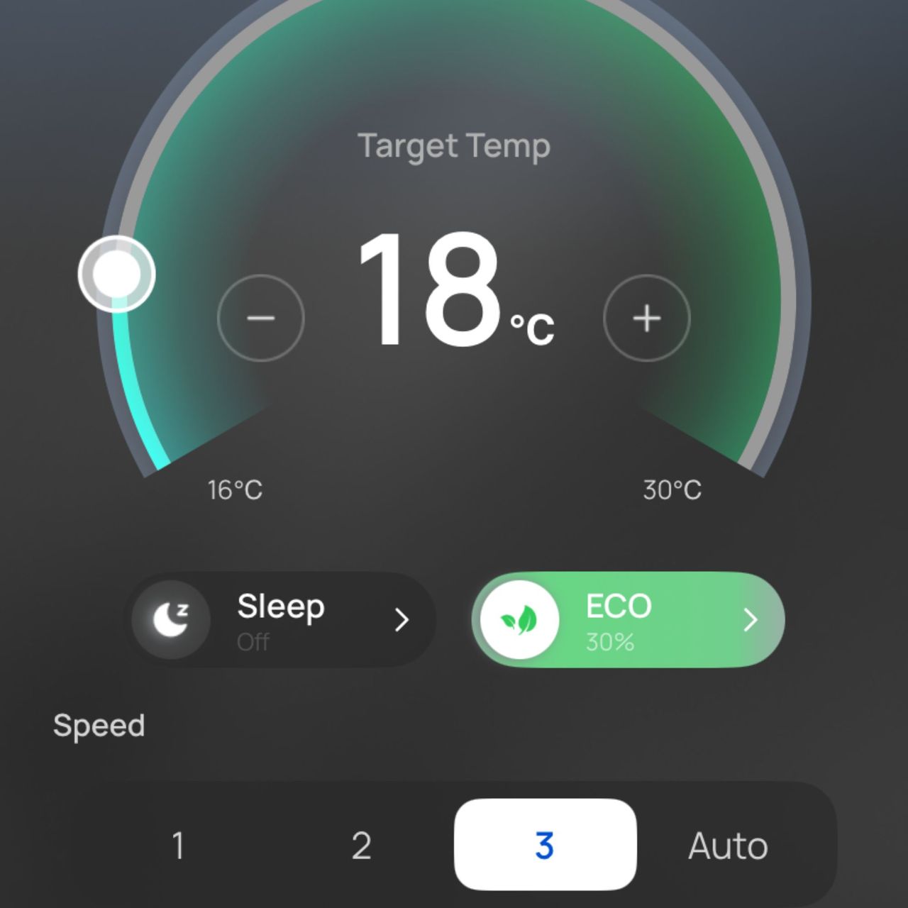 Eco mode in the app for the Dreo 318s portable air conditioner