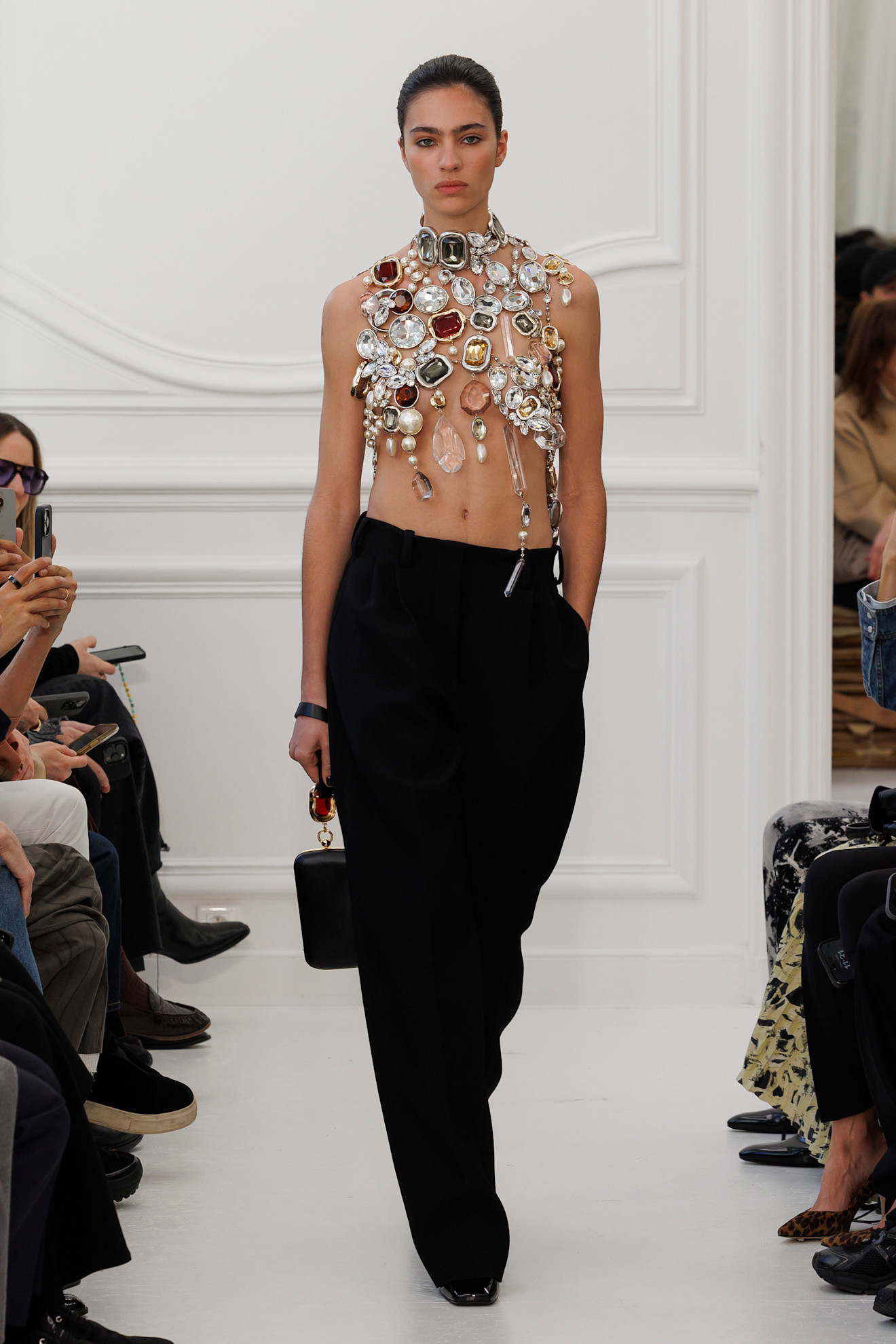 A model wore Kaia Gerber's jewel top on the Givenchy Fall 2025 runway