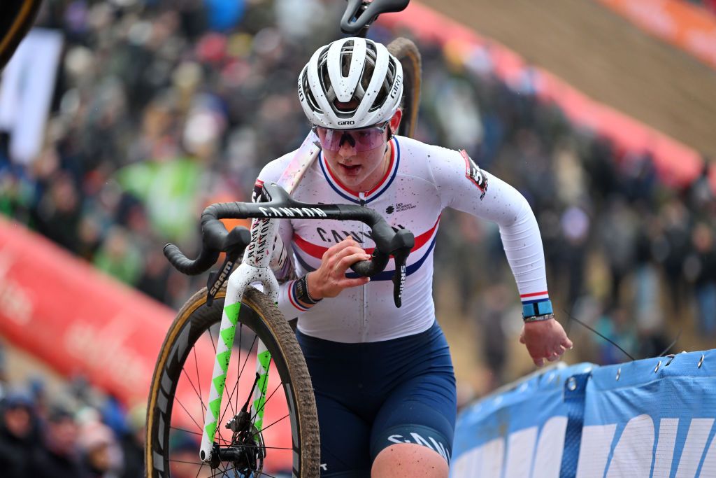 ZONHOVEN BELGIUM JANUARY 07 Jane Zoe Backstedt of Great Britain and CanyonSRAM Racing Team competes during the 27th Zonhoven UCI CycloCross Worldcup 2024 Womens Elite on January 07 2024 in Zonhoven Belgium Photo by Luc ClaessenGetty Images