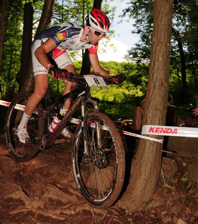J. Thibault Roberge (CVM 2) descending in the woods