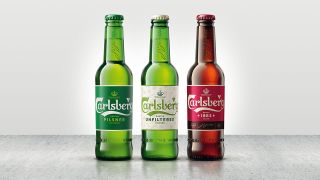 Carlsberg rebrand - bottles in a line
