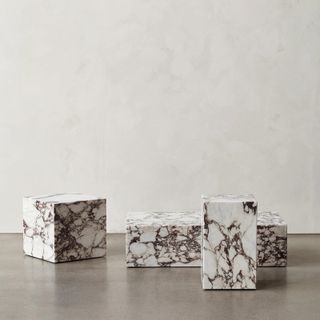 marble coffee tables on grey background