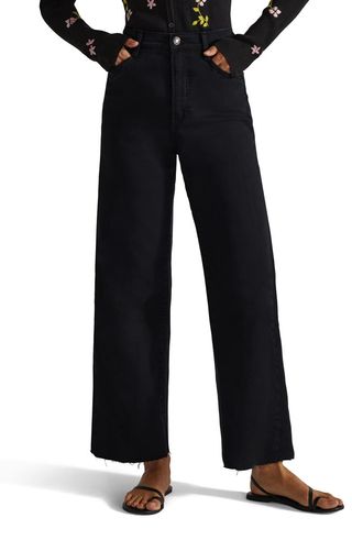 Favorite Daughter The Mischa Raw Hem Super High Waist Wide Leg Jeans