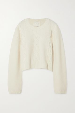 Hannah Cropped Cable-Knit Cashmere-Blend Sweater