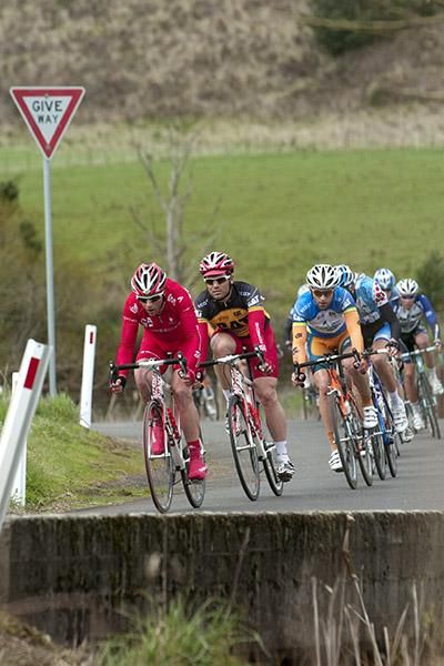 The second group on the road giving chase to three riders up-ahead with a gap of more than five minutes.