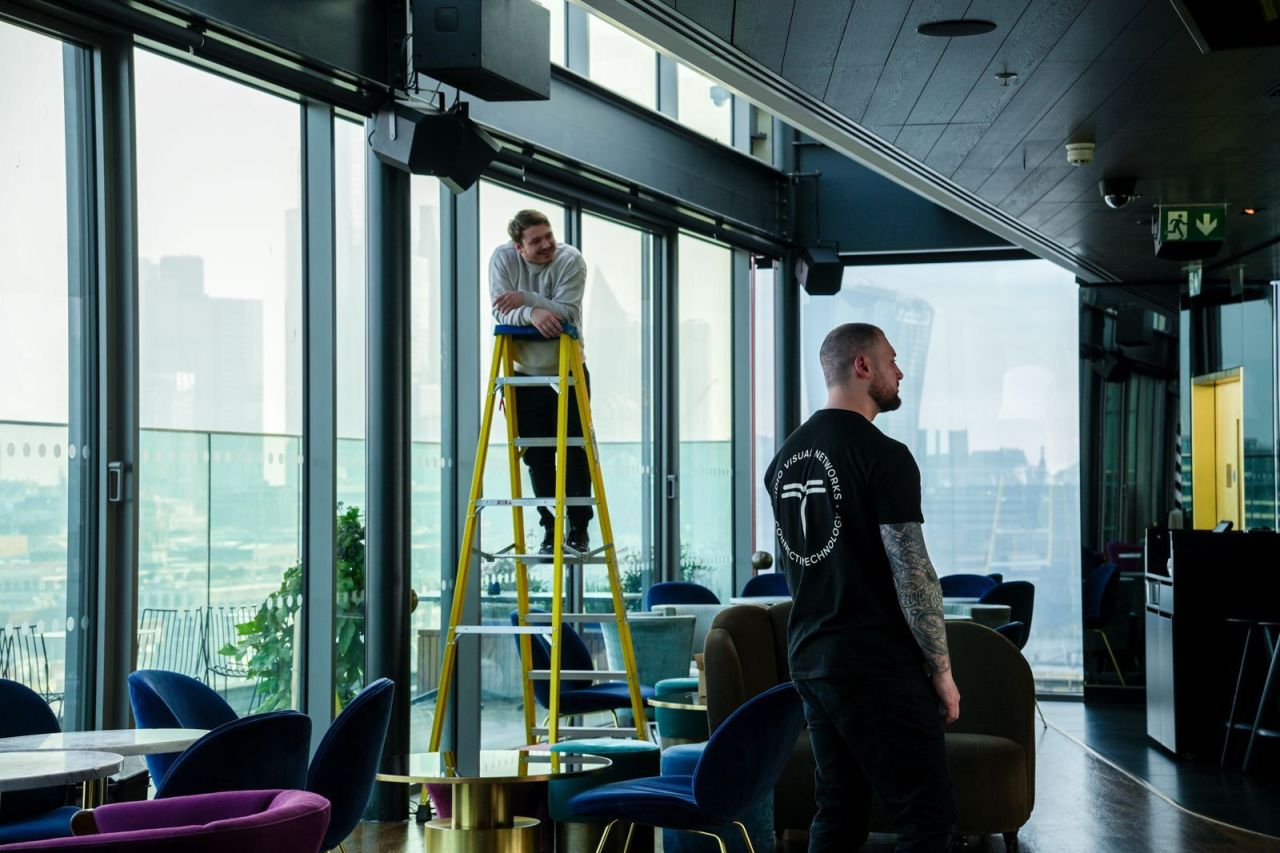 A 1 SOUND system is installed at London's 12th Knot, seen here with its rooftop views.