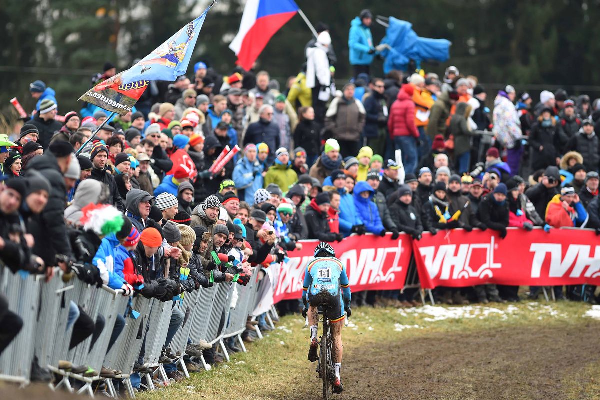 Wout Van Aert (Belgium) alone in the crowd