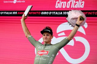 Mathieu van der Poel after winning stage 1 of the Giro d'Italia