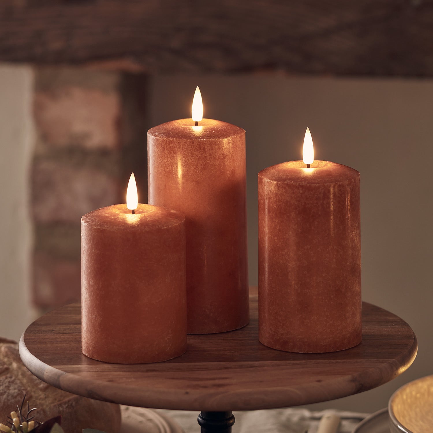 Truglow&amp;reg; Mottled Orange Led Autumn Candle Trio