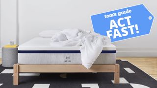 Helix Midnight mattress with Act Fast deals flag overlaid