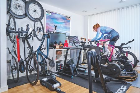 Lizi Brookes on her turbo in her training room