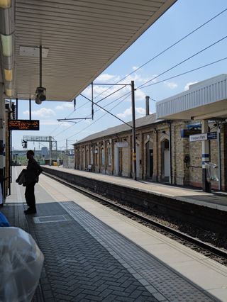 Train station platform in London in the UK