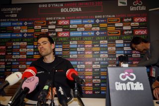 Tom Dumoulin takes questions ahead of the Giro