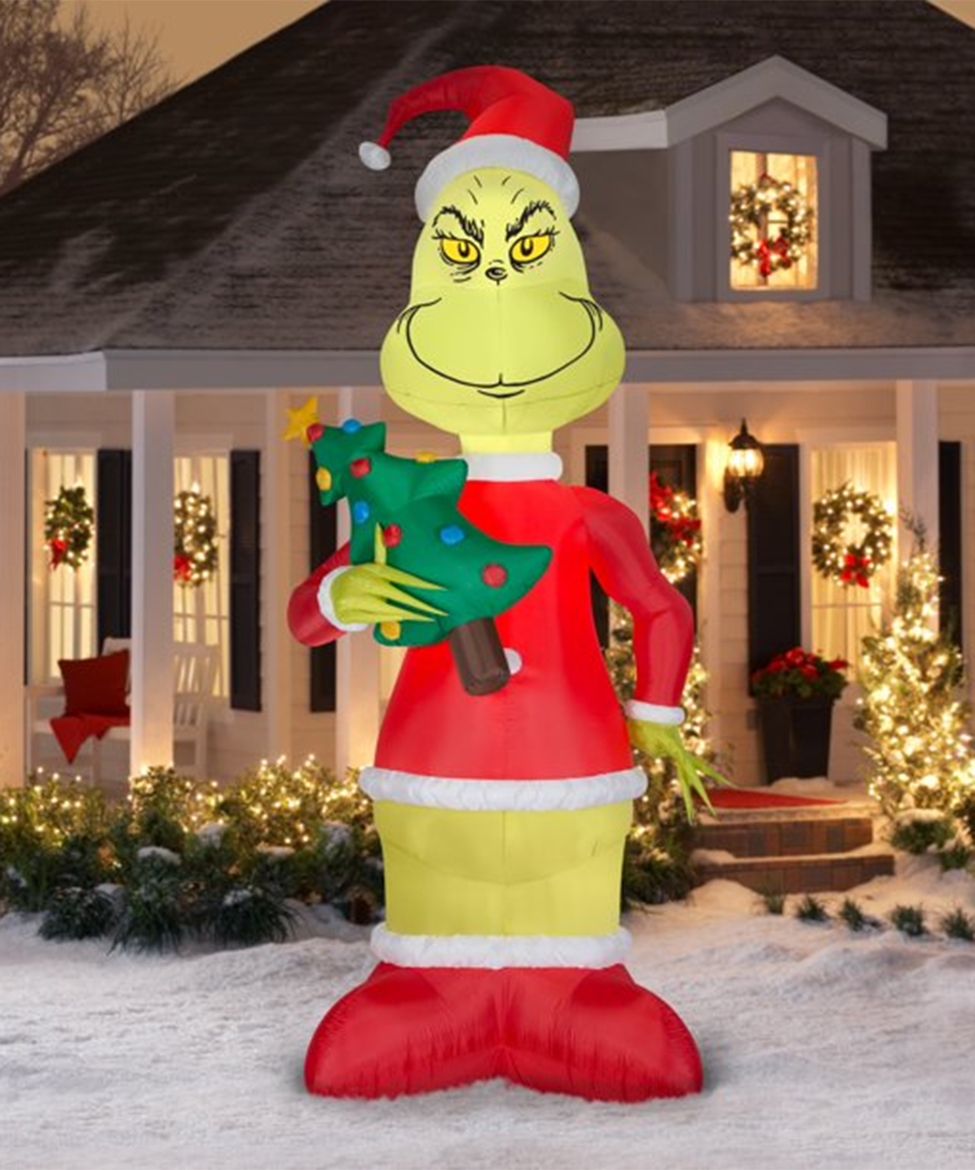 An 11 ft Grinch inflatable for outdoor holiday display