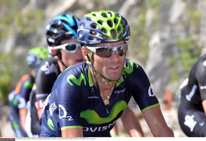 Alejandro (Movistar) sitting in the bunch