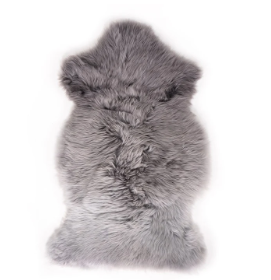 Gray sheepskin throw.