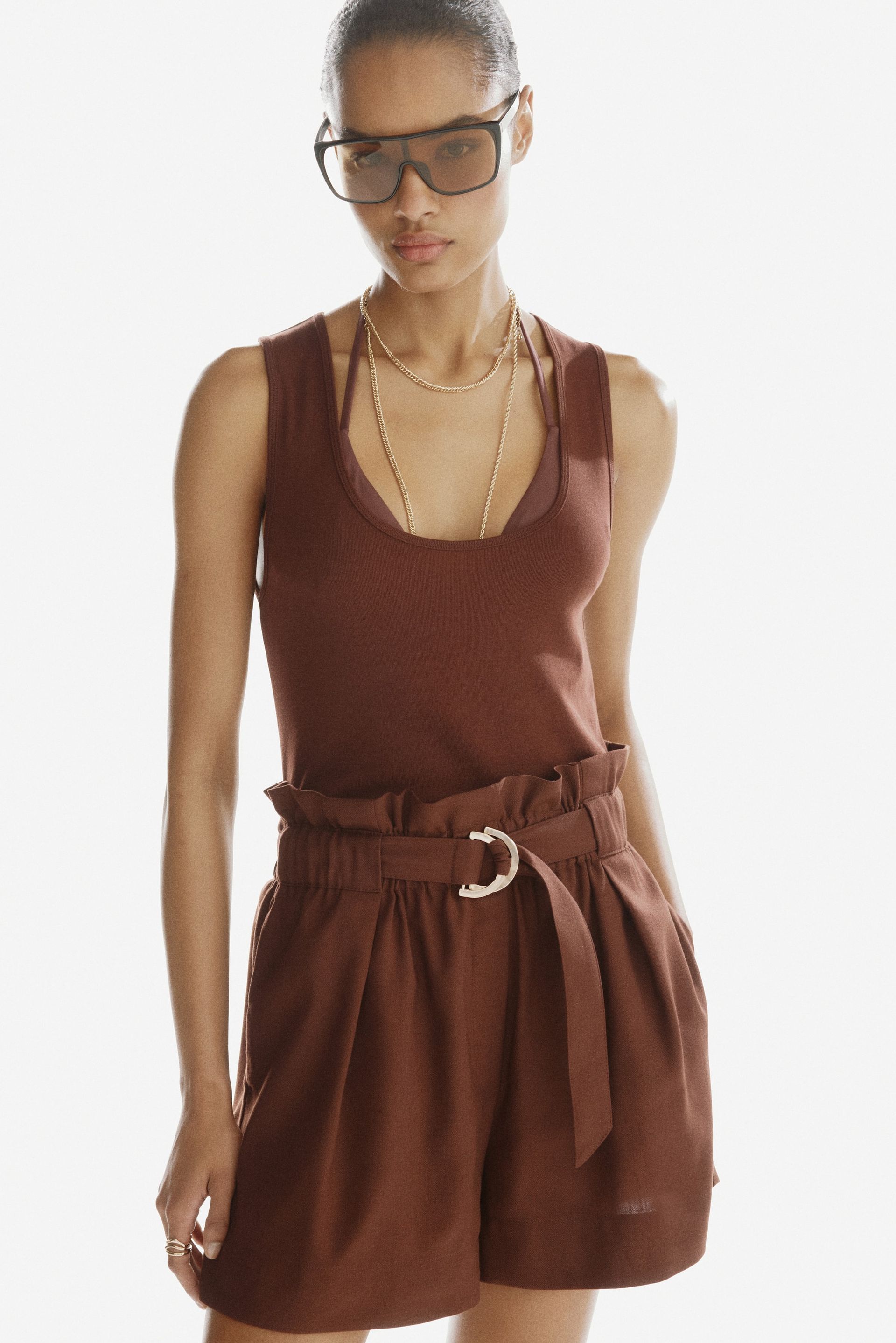 Belted Paper Bag Shorts