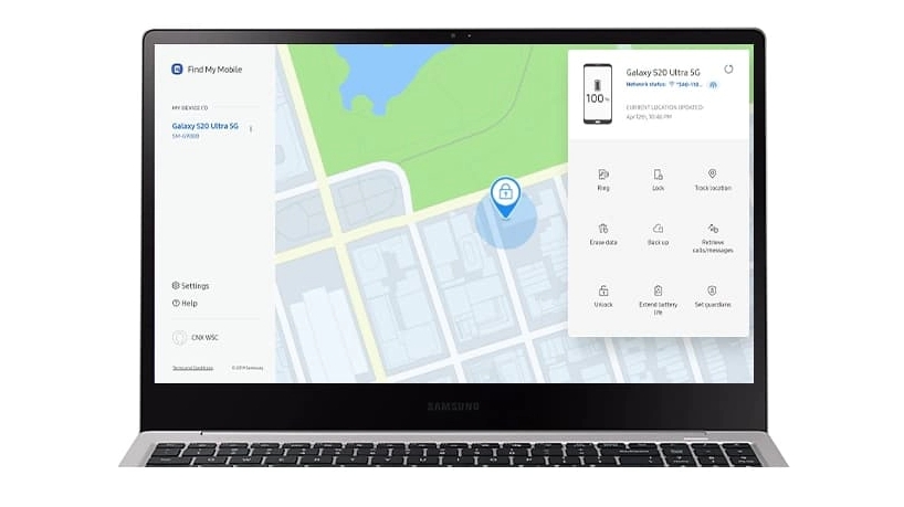 An image shows Samsung's Find My Phone website