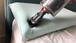Vacuuming memory foam pillow