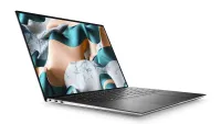 Dell XPS 15 laptop shown open on angle on a white background