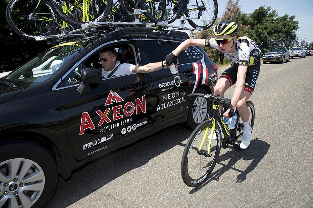 Axeon rider and team car