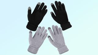 Geyoga Women's Winter Touchscreen Gloves Warm Fleece Lined Knit Gloves (2 pair)
