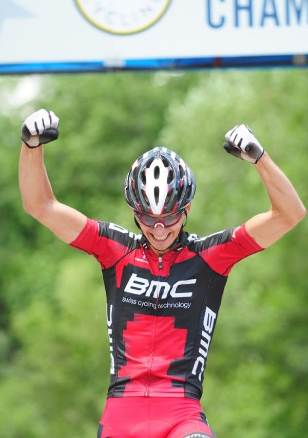 Stephen Ettinger (BMC) celebrates winning the US U23 cross country national championships
