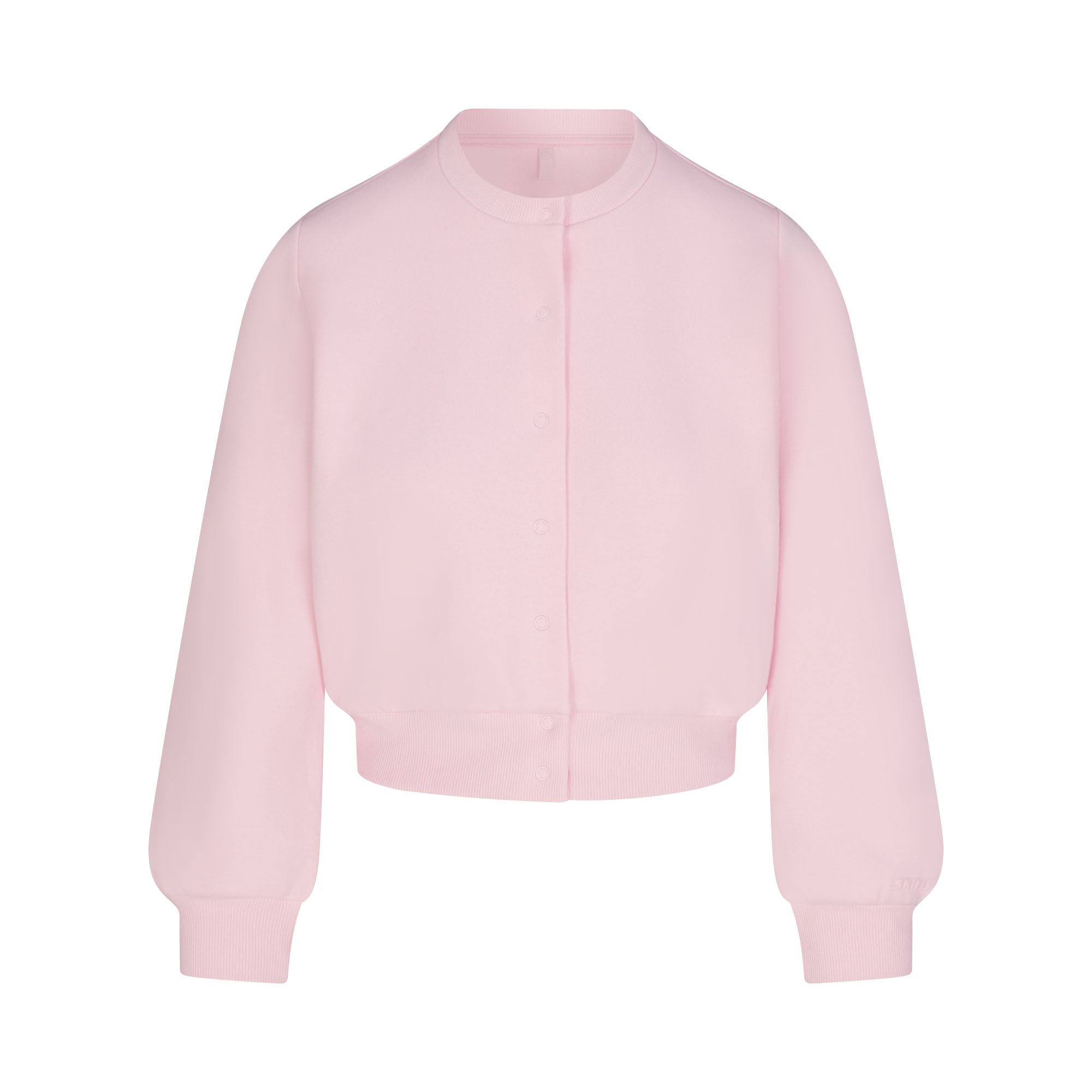 Cotton Fleece Shrunken Cardigan | Cherry Blossom | Xxs