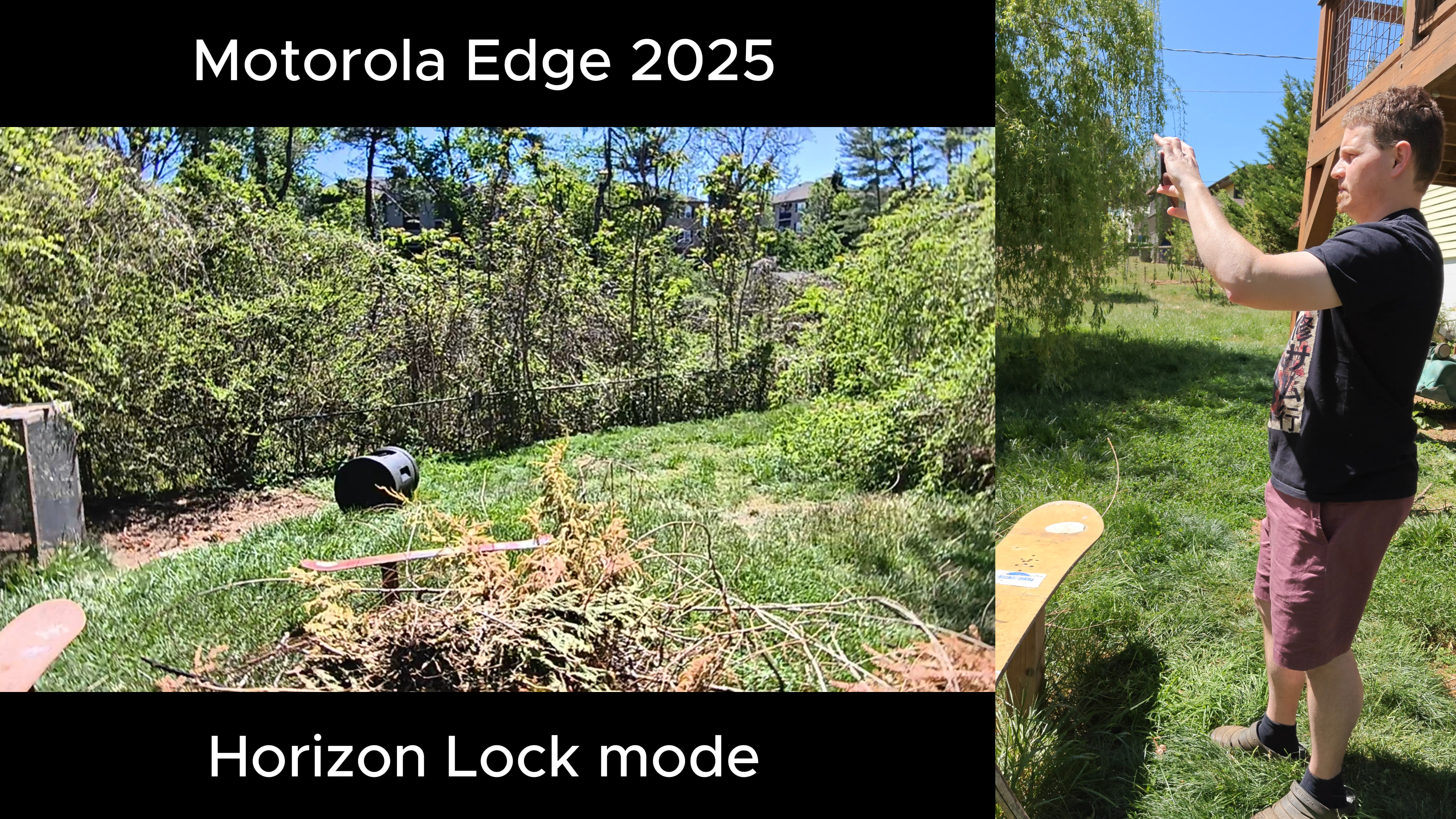 Testing video recording quality on Motorola Edge 2025 with Horizon Lock enabled and disabled