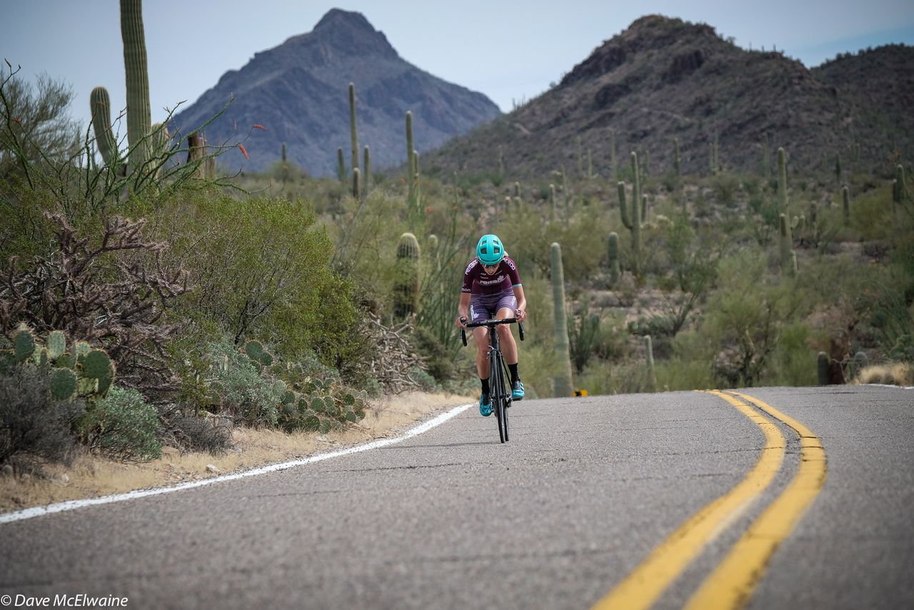 Ashley Barson (Rise Racing) has put a lot of miles on these roads this winter