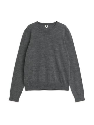 Fine-Knit Merino Jumper - Grey Melange - Arket Gb