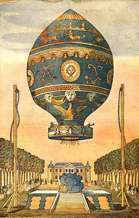 The first free ascent of a hot-air balloon with human passengers, on Nov. 21, 1783. — Jean-François Pilâtre de Rozier and the Marquis d´Arlandes