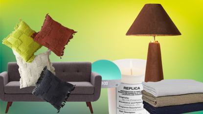 A collage of home decor items
