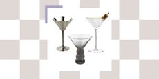 martini glasses on a checkered background