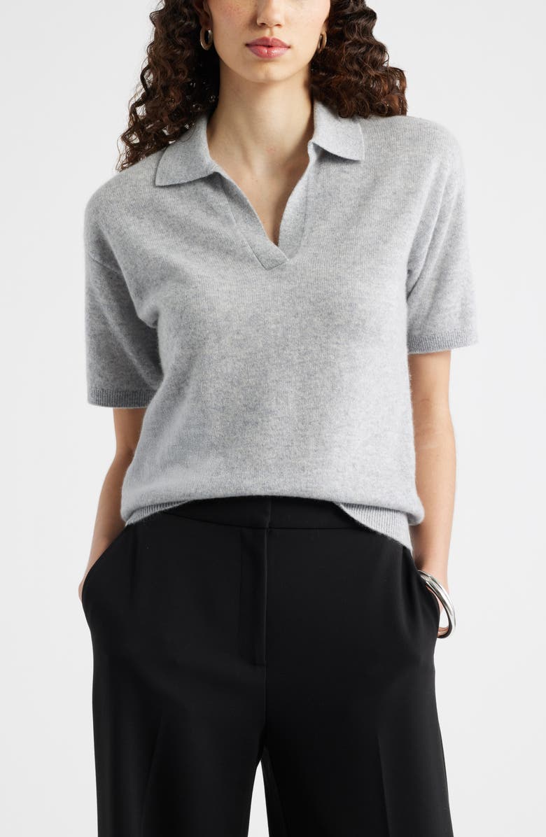 Cashmere Johnny Collar Short Sleeve Sweater